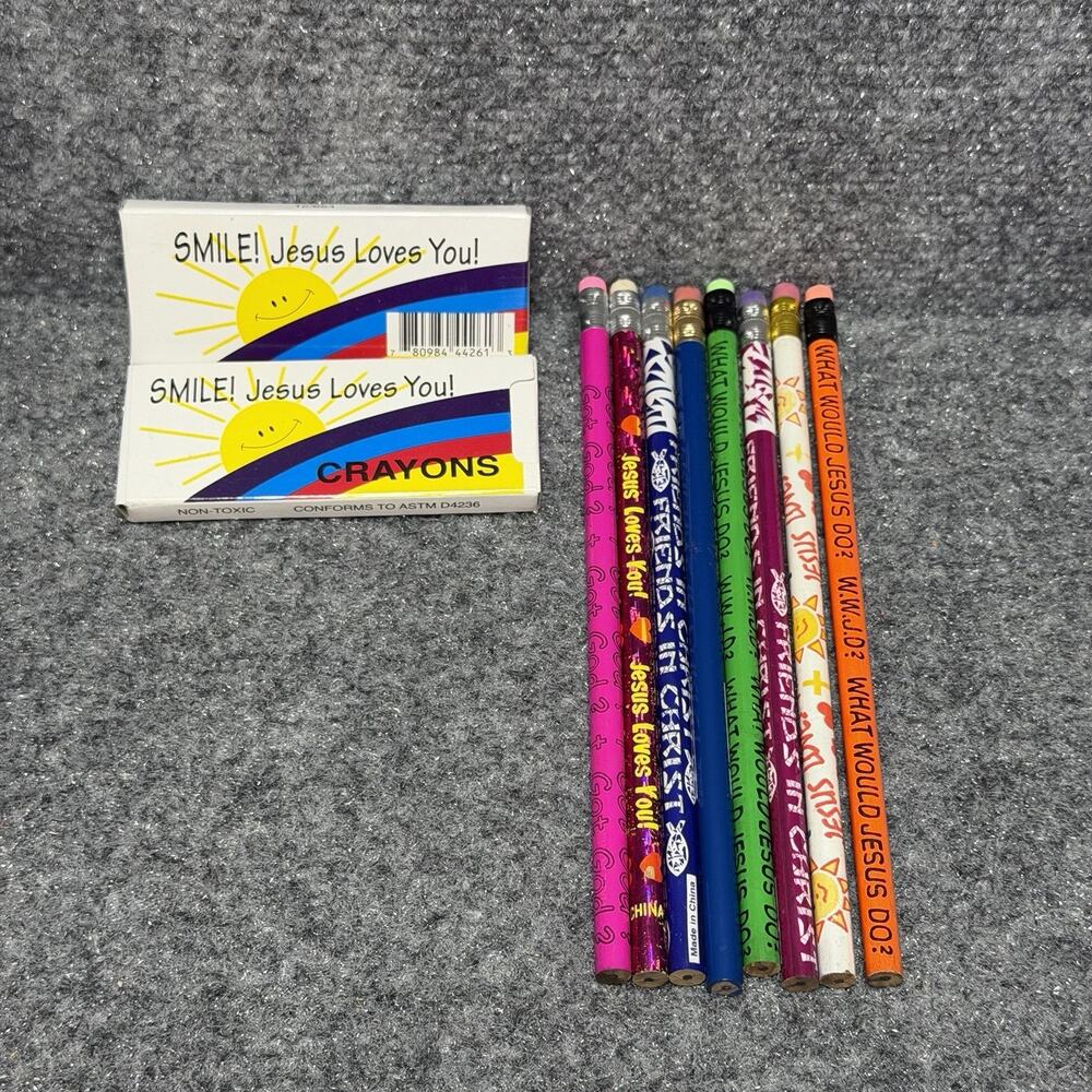 Vintage 1990's Unused Lot Of Pencils Jesus Quote Pencils Holographic Print